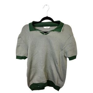Green Textured Knit Polo Shirt - Men